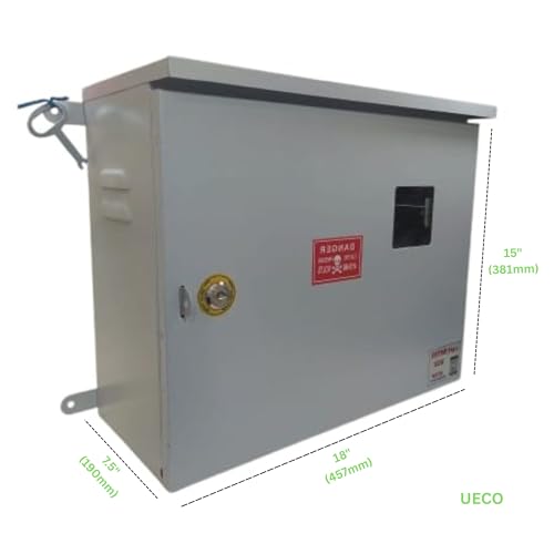 Image of Safe Meter Box - Heavy-Duty Weatherproof Metal Enclosure with Ply Base & Lock | Solar Installations /Meter /EV Charging /CCTV Power Box / | 18 inchx15 inchx7.5 inch | Wall Mount (SINGLE WINDOW)