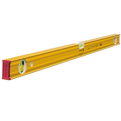 STABILA Wasserwaage Type 80 AS-2, 90 cm, verstärktes Alu-Profil, 1 Horizontal-Libelle, 2 Vertikal-Libellen, integrierte Rutsch-Stopper, Made in Germany