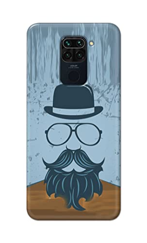 Image of PRINTFIDAA Mustache Beard and Hairstyle Hipster in Glasses Printed Designer Hard Case for Redmi Note 9 (6.53 inch) / Redmi 10X (4G) (6.53 inch) Back Cover -(e) RPM1002