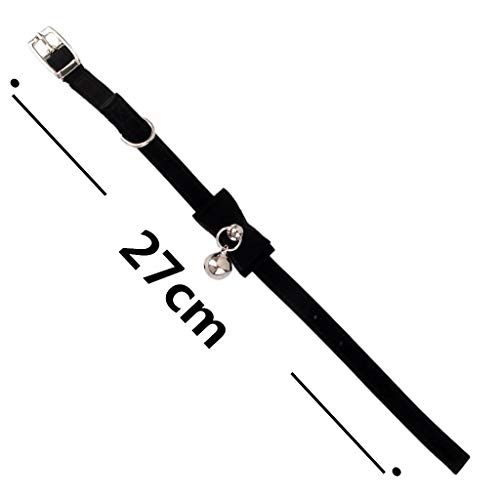 Image of Adjustable Pet Kitten Cat Safety Collar Bell Buckle Neck (Black), Velvet, (Pack Of 1),27 Cm