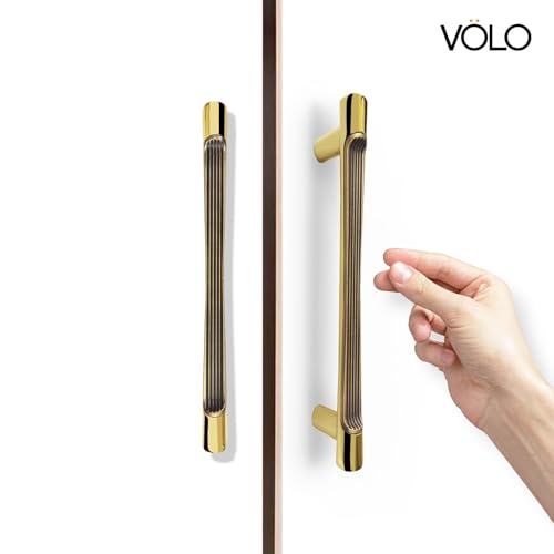 Image of VOLO Wardrobe Cabinet Handle - Sleek Pull Handle for Drawers, Wardrobes, Sliding Doors, and Cabinets in Kitchen, Bedroom, and Office (R-241) (1, Antique Gold, 160MM (8 Inch))