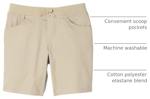 Image of French Toast Girls' Pull-On Bow Front Shorts | Woven twill shorts with knit waistband; Bermuda length; School uniform shorts; Offered in standard and plus sizes