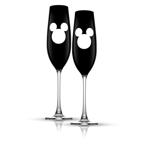 Joyjolt Disney Luxury Mickey Mouse Champagne Flutes Glass, European Crystal Wine Glasses Set Of 2, 9Oz Champagne Glasses. Xmas Disney Stuff, Gifts And Cups. Black Wine Glass, Disney Wine Glass #TOP30