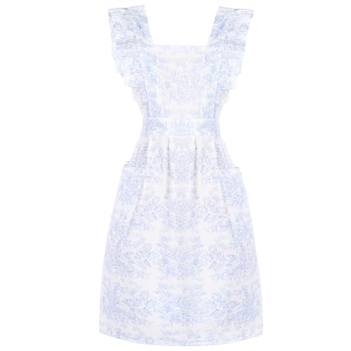 MIKI WELL Floral Aprons for Women with Pockets...