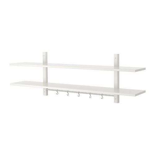 Étagère murale 5 crochets blanc VÄRDE pour optimiser petits espaces