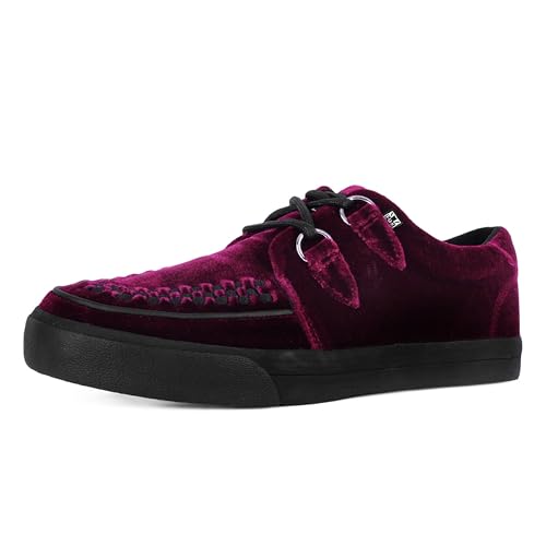 Image of T.U.K Shoes Velvet Anarchic Creeper Sneaker for Women and Men | 3 Dring Lace Up Shoes and Interlace | Classic Round Toe and Sole