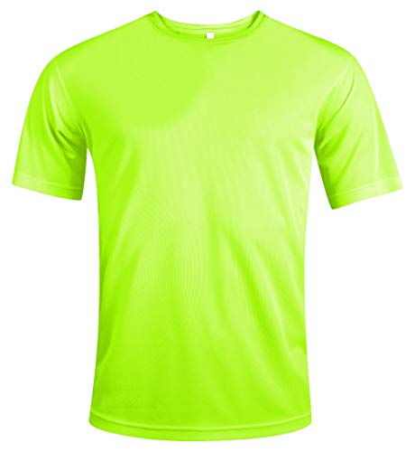 Amazon MKR Quick Drying Breathable Cooling Short Sleeve Sports T-Shirt with UPF40+ Sun UV Protection (Fluo Yellow, M) #ad