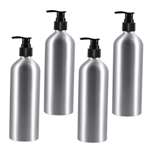 HIAKDOFT 4 Piezas Botellas de Aluminio con Bomba Dispensadores Líquidos para Champú Gel de Ducha y Loción Botella Presionable para Baño y Viaje Capacidad