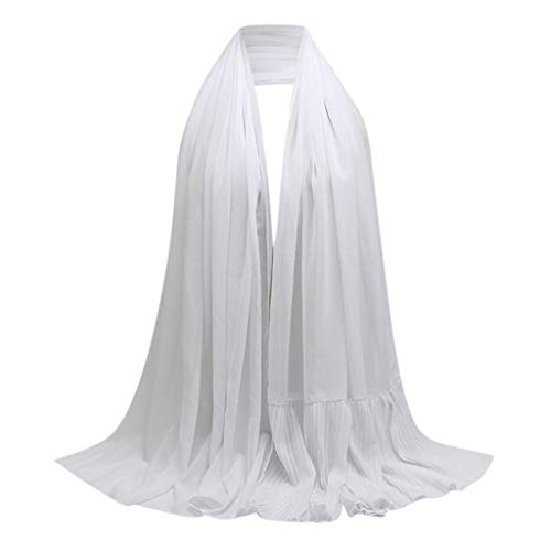 MRXFN Écharpes pour Femmes Pashmina Femmes Turban Foulard châle Hijab Islamique for Musulman Longue écharpe écharpe Femmes Acrylique Foulards Hiver Froid (Color : White, Size : One Size) Cover