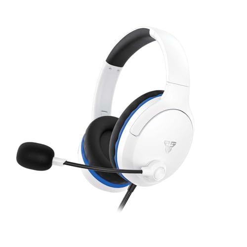 FANTECH Valor II MH89 Wired Gaming Headset with 40mm Drivers, Noise Cancelling Mic, 3.5mm Jack for PC, PS5, PS4, Xbox, Nintendo Switch, Mobile - Over-Ear Headphones with Foldable Microphone (White)