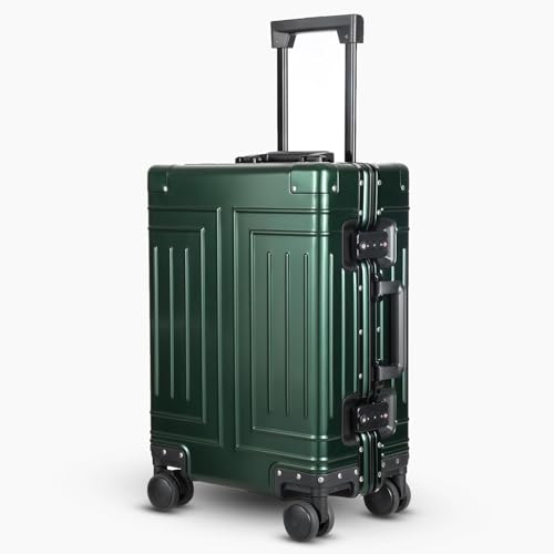 Aluminum Carry-On Luggage 20-inch Green Zipperless
