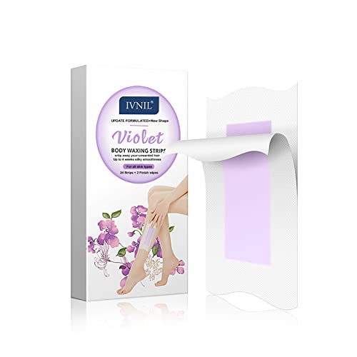 Ivnil Hair Removal Wax Strips for Arms, Body, Legs, Face, Underarm Hair, Bikini, Brazilian, Waxing Strips Gentle To The Skin Contains 24 Count Strips Hypoallergenic