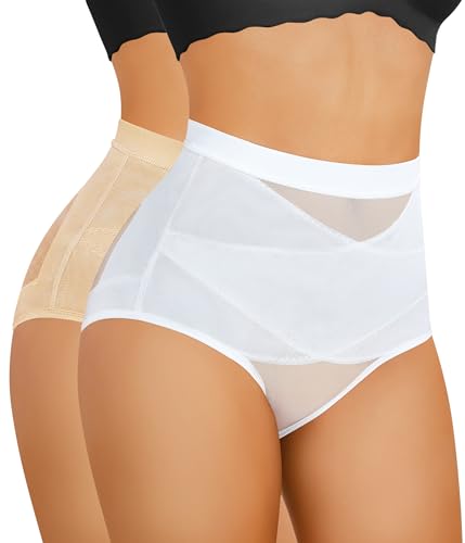 Image of Nebility 2 Piece Tummy Control Shapewear Butt Lifting Underwear for Women Lower Belly Waist Trainer Seamless Faja Body Shaper