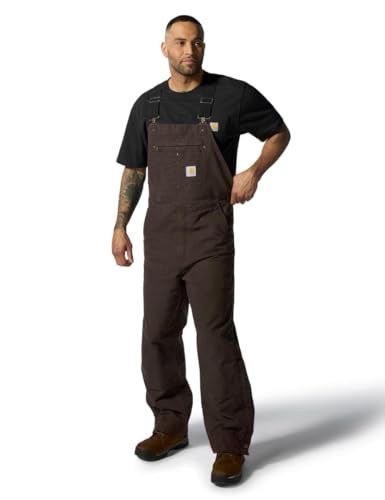 Carhartt Latzhose für Herren, gesteppt, gefüttert - Braun - 3XL Kurz