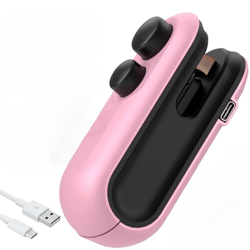 TEKCOOL Portable Mini Sealing Machine, Handheld Packet Sealer for Food, Snacks, Chips, Fresh Storage, Plastic Bags Sealing Machine, 1 YEAR Warranty (Pink);