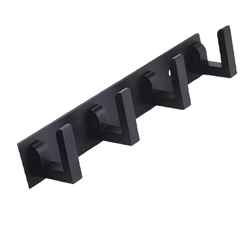 Image of Heavy Duty L Type Stainless Steel Cloth Hanger Suitable for Bathroom Bedroom Kitchen Wall Hook Rail Hanging Scarf Coat Keys Tie, Towel, Robe Hanger (Pack of 1, 4 Pin Black)