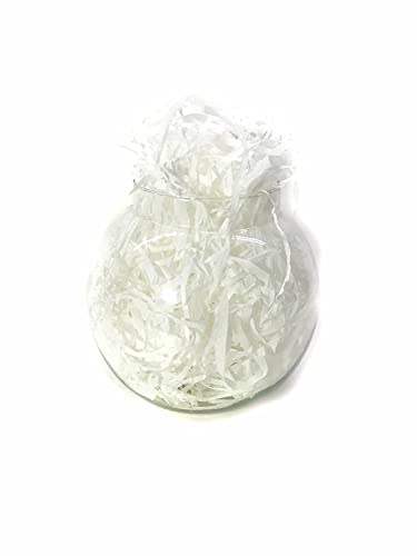 Image of Eco Sarras thin shredded paper crinkle paper grass strips gift tray decoration, gift hamper decorations, gift box fillers, wedding birthday & valentines day gift (1000 Grams / 1 KG, White)