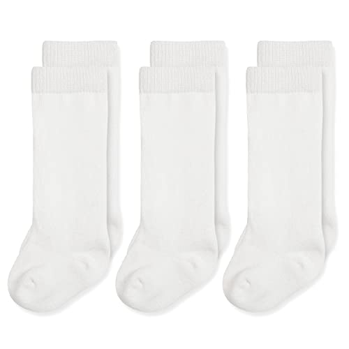 Image of EPEIUS Baby Knee High Socks Seamless Baby Socks Solid Cotton Stockings for Boys/Girls 0-3/3-6/6-12/12-24 Months 3 Pack