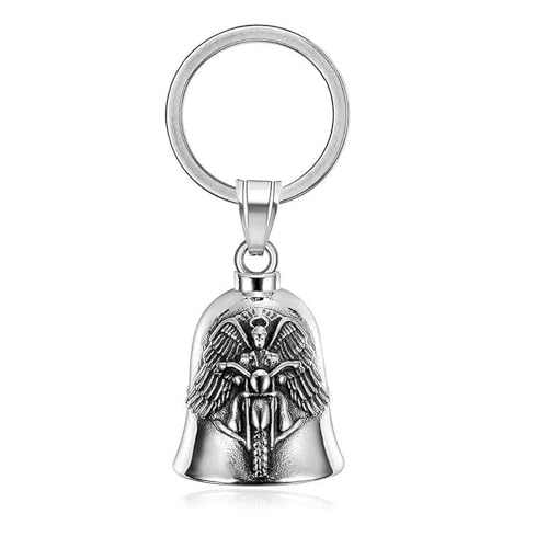 Image of NIIIYTYB Motorcycle Angel Bell for Riders Guardian Bell for Bikers Men's Good Luck Charm Keychain Accessory for Motorcycles Campana de la Suerte for Men Protective Biker Bells