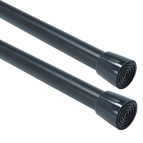 Image of Blu-Pier Tech 2 Pack Spring Tensions Rods Steel Adjustable Length Curtain Rod, 28-43 Inches (Black)