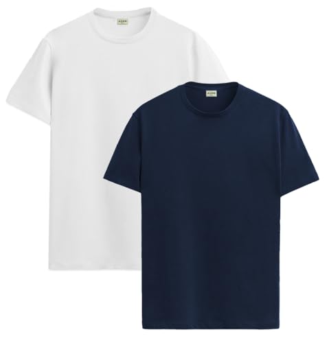 Image of ADRO Men's Cotton Regular Fit Combo Plain Solid T-Shirt Pack of 2