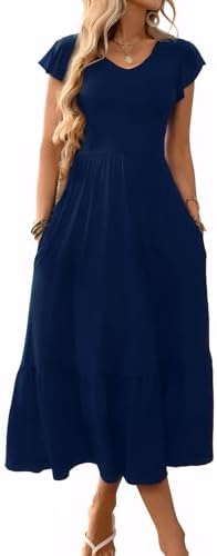 BARASA Vestido maxi feminino 2025 verão casual manga babados gola...