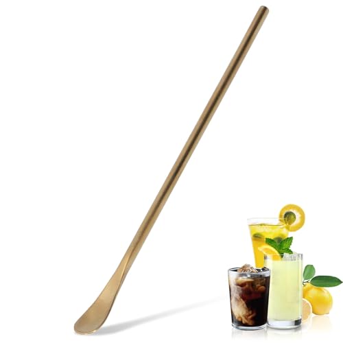 Gold Mixing Spoons, 8.7inch Stainless Steel Long Handle Stirring Spoon Bar Spoon Cocktail Coffee Ice Mixing Spoon Bartender Tools