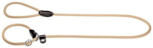 HUNTER Retriever-Hundeleine FREESTYLE, Farbe: beige, integrierte Halsung, stufenlos verstellbar, witterungsbeständig, pflegeleicht, griffig, robustes Tau mit Ledertipps, Größe: 10/170