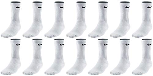Preisvergleich Produktbild NIKE 14 Paar Socken Lang Herren Damen Weiß oder Schwarz oder Weiß Grau Schwarz Tennissocken Set Paket Bundle, Größe:42-46, Sockenpakete:14 Paar weiss