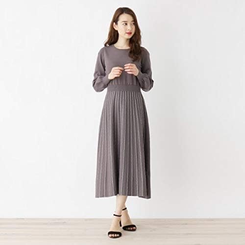 Amazon Co Jp オペークドットクリップ マキシ ロングワンピース プリーツフィット フレアニットワンピース N レディース ダークグレー 013 38 M 服 ファッション小物