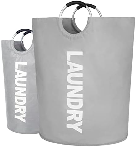 Twira 160L XX-Large Laundry Baskets, Laundry Hamper Stands Up Well, Laundry Bag with Padded Handles, Waterproof Laundry Basket Collapsible, Clothes Hamper for Bathroom, Laundry, College (Light Grey)