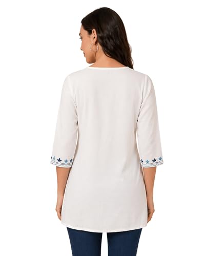 Image of Women's Pure Cotton Embroidered Short Kurtis
