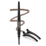 LAVONE Eyebrow Pencil - Makeup Waterproof Brow Pencil with Triangular Tip, Dual-Sided Brow Brush, Precise, Fine Tip, Fills Brows Creates Natural Looking Brow, with Hair Clips - Light Brown