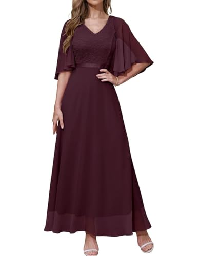 DRESSTELLS Damen Abendkleider Elegant für Hochzeit Festliche Kleider für Damen Hochzeit Burgundy XL DRESSTELLS Damen Abendkleider Elegant für Hochzeit Festliche Kleider für Damen Hochzeit Burgundy XL