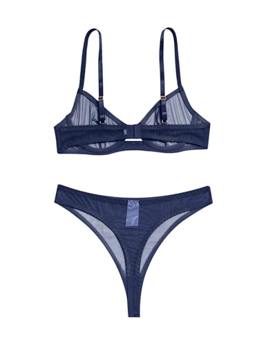 Image of Lilosy Sexy Mesh Sheer Underwire Push Up Lingerie Set Lingerie Set