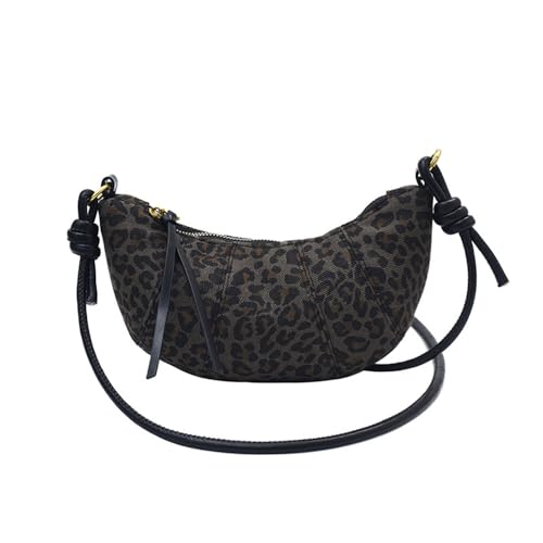 Image of Leopard Print Crescent Bag for Women Cheetah Print Hobo Crescent Crossbody Bag Casual Vintage Sling Half Moon Bag