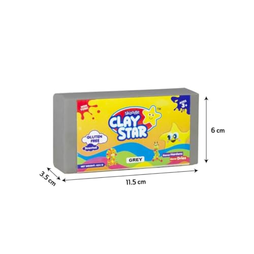 Image of Air Dry Clay for Kids 3-10 Years, Natural, Non-Toxic Modelling Mud & Polymer Foam Bar Set for Sculpting Kit.Super Soft AirDry, Moulding & Dough for Play, Crafts & Mask Molded Clay Making(Grey Colour)
