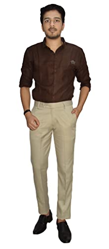 Image of KUNDAN Men's Poly-Viscose Blended Formal Trousers (Pack of 3 Trousers)