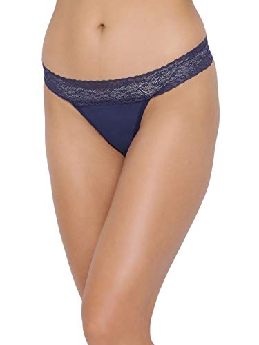 Image of Clovia Women's Lace Low Waist Thong in Blue