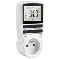 Programmateur Prise Electrique, Prise Programmable Minuteur Digitale avec 16 Programmes de Minuterie, Timer Numérique Rétroéclairée avec Mode Antivol et Écran LCD, Prise avec Minuteur pour Appareils