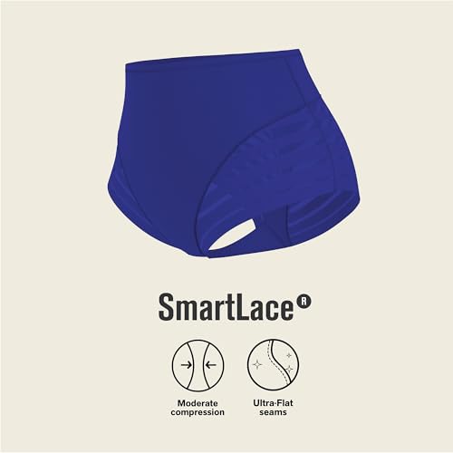 Image of Leonisa High Waisted Invisible Tummy Control Shapewear for Women - Stripe Lace Ladies Underwear Panties