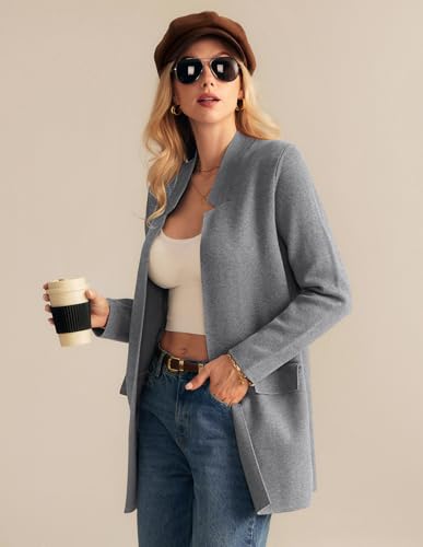 GRACE KARIN Women's Long Sleeve Open Front Knit Cardigan Notch Collar Fall Sweater Blazer Jackets 20254