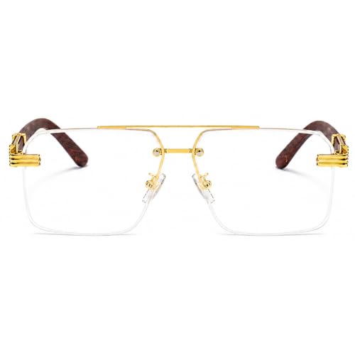 Image of Aviator Sunglasses for Men Women Half Frame Vintage Shades UV400