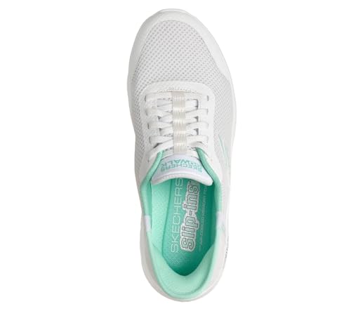 Skechers Women's Slip-Ins: Go Walk Flex - Grand Entry Sneaker In White/Mint, Size 5.5 | Textile/Synthetic, Vegan, Machine Washable - 3