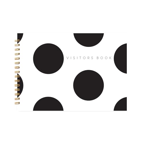 Image of Visitor Book - 8 x 12 Inches | Big Polka Dots Wire Bound Guest Register for Hotels, Offices, Exhibitions, Boutiques & Business Use | Medium Size Visitor Log Book for Reception & Front Desk