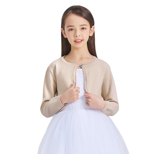 CUNYI Girls Sparkle Bolero Cardigans Long Sleeve Cropped Cardigan Shrug for Dresses Lightweight Knit Sweater Elegant3