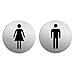 OFFORM DESIGN WC-Schild Damen-Herren | 2er-Set Toilettenschilder | Aluminiumschilder Edelstahloptik Ø 75 mm Nr. 6700-S