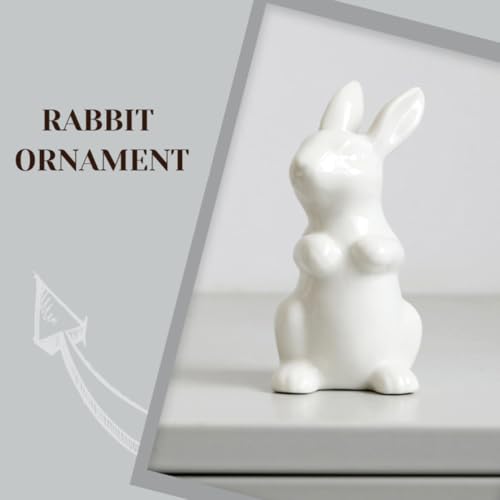 Figurines de lapin de Pâques en céramique blanche (lot de 4) - Décoration de table