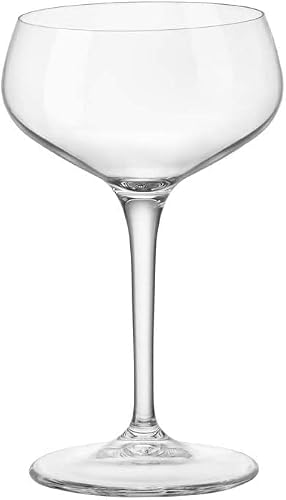 Bormioli Rocco,Glass Novecento Stemware Cocktail Coupe-Gift Box Of 4, 4 Count (Pack Of 1), Clear,8.5 Ounces #TOP5