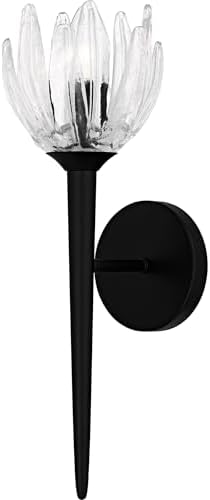 Quoizel Shea Wall Sconce, 18.5 Inch 1-Light Matte Black Gold Wall Sconce, Interior Light Fixture, 60W Candelabra Bulb, Wall Lights for Bathroom, Living Room, Family Room & Dining Room